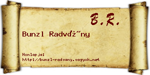 Bunzl Radvány névjegykártya